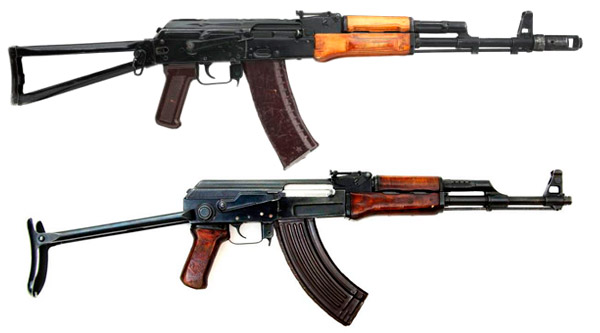 АКС-74 и АКМС со стальными прикладами