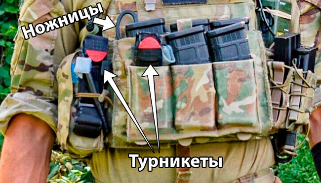 Размещение двух турникетов и медицинских ножниц в разгрузке
