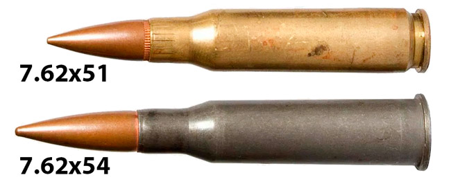 Сравнение патронов 7.62х54 и 7.62х51